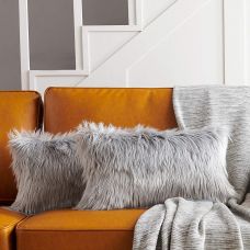 Меховой декоративный чехол для диванной подушки